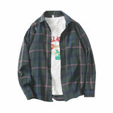 Men Shirt Long Sleeve Plaid Shirt Loose