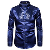 Men Prom Outfits Sequined Performance Nightclub Long Sleeve Shirt