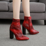 Python Boots Large Size Thick Heel Fashion Printed Women's Shoes