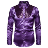 Men Prom Outfits Sequined Performance Nightclub Long Sleeve Shirt