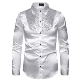 Men Prom Outfits Sequined Performance Nightclub Long Sleeve Shirt