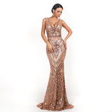 Skin Tight Long Dresses Sexy V-neck Sleeveless Sequined Reflective Dress