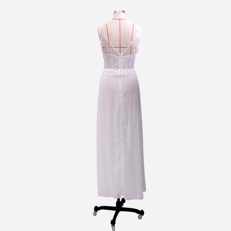 Women Lace Wedding Dress Sexy Applique Fashion Suspenders Split Dress