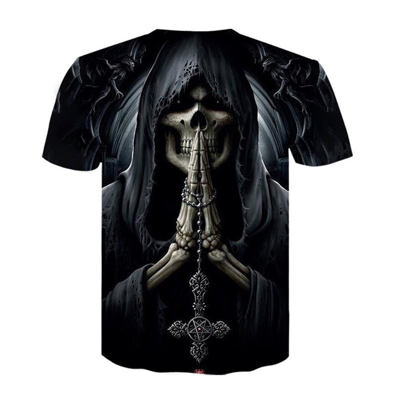 Skull T Shirt Digital Printed round Neck Pullover