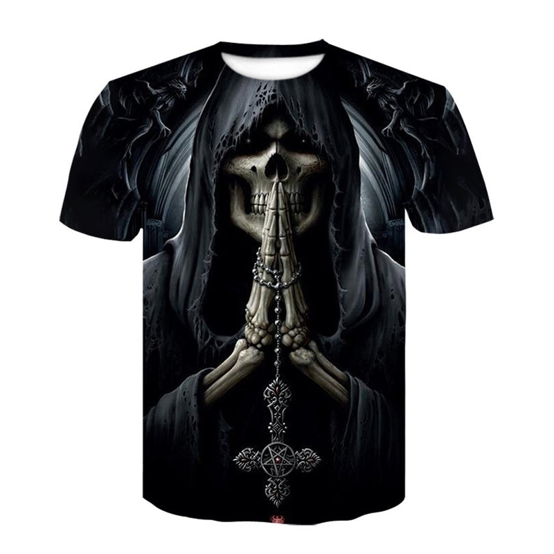Skull T Shirt Digital Printed round Neck Pullover