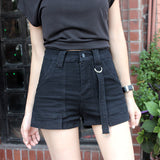 Women Jean Shorts Shorts Women's Overalls High Waist Loose and Slimming