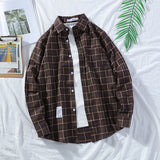 Men Shirts Plaid Shirt Loose