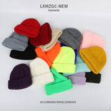 Red Beanie Hat Skullcap Outdoor Hat Solid Color Woolen