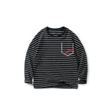 Children Long Sleeve Shirts Autumn Boy Long Sleeve Bottoming Shirt Knitted Striped round Neck