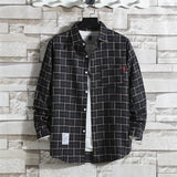 Men Shirts Plaid Shirt Long Sleeve Loose-Fitting Shirt
