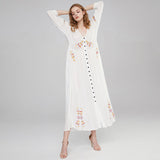 Beth Dutton Bohemian Summer Spring Midi Dress Embroidery Flowy