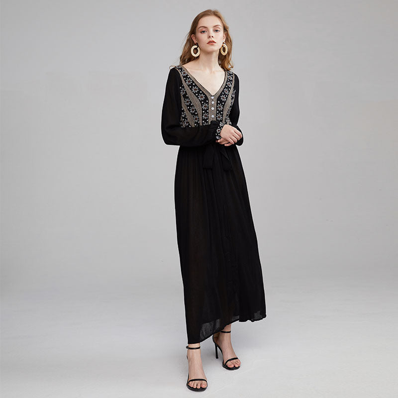 Beth Dutton Bohemian Dress Winter Autumn Midi Dresses Black Dress Sexy Backless Holiday Long Dress