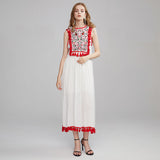 Beth Dutton Bohemian Summer Spring Midi Dress Cross-Border Supply Wish European and American Foreign Trade EBay Bohemian Flower Embroidery Sleeveless Fringe Vest Long Skirt Fashion
