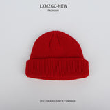 Red Beanie Hat Skullcap Outdoor Hat Solid Color Woolen