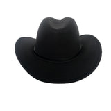 Black Cowboy Hat Denim Bowler Hat Autumn and Winter Woolen Felt Hat Men