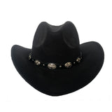 Black Cowboy Hat Denim Bowler Hat Autumn and Winter Woolen Felt Hat Men