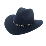 Black Cowboy Hat Denim Bowler Hat Autumn and Winter Woolen Felt Hat Men
