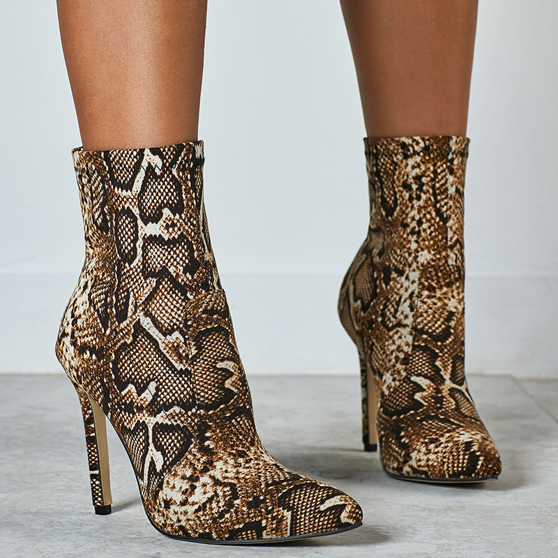 Python Boots Serpentine Sexy Pointed High Heels