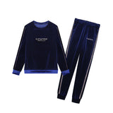 Velour Tracksuit Gold Velvet Sports Suit Women's Autumn and Winter Sweater Wide Leg Pants Two-Piece Suit