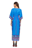 Gypsy Girl Outfits Vintage Printed Dress V-neck Half Sleeves