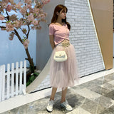 MIDI Mauve Skirt Spring/Summer Tulle Tutu Mesh Skirt