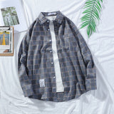 Men Shirts Plaid Shirt Loose