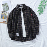 Men Shirts Plaid Shirt Loose