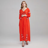 Beth Dutton Bohemian Summer Spring Midi Dress Embroidery Flowy