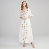 Beth Dutton Bohemian Summer Spring Midi Dress Embroidered Maxi Dress Deep V-neck