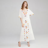 Beth Dutton Bohemian Summer Spring Midi Dress Embroidered Maxi Dress Deep V-neck