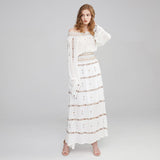 Beth Dutton Bohemian Dress Winter Autumn Midi Dresses Vintage Embroidered Dress