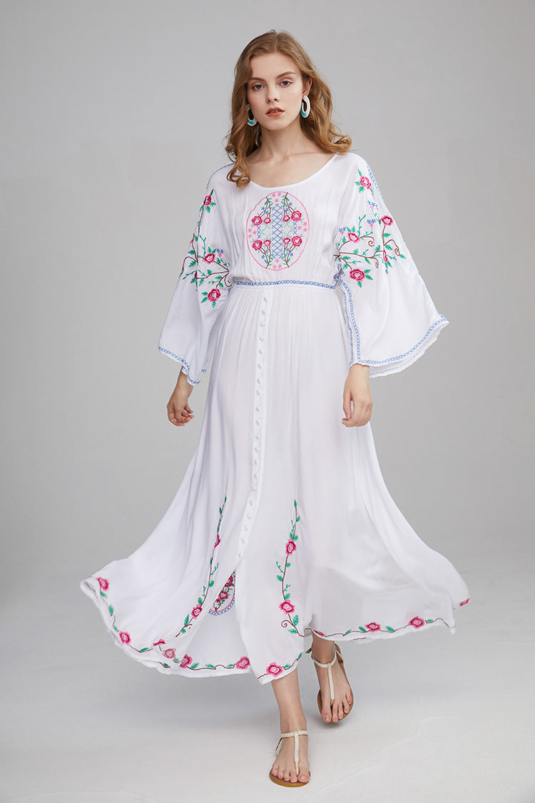 Beth Dutton Bohemian Dress Winter Autumn Midi Dresses Embroidered Maxi Dress