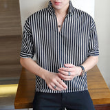 Men Shirts Striped Shirt qi fen xiu Lapel