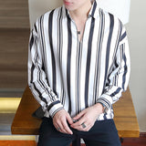 Men Shirts Long Sleeve Striped