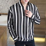 Men Shirts Long Sleeve Striped