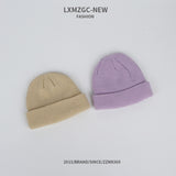 Red Beanie Hat Skullcap Outdoor Hat Solid Color Woolen