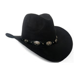 Black Cowboy Hat Denim Bowler Hat Autumn and Winter Woolen Felt Hat Men