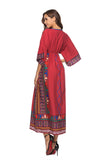 Gypsy Girl Outfits Vintage Printed Dress V-neck Half Sleeves