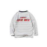 Children Long Sleeve Shirts Autumn Boy Long Sleeve Bottoming Shirt Knitted Striped round Neck