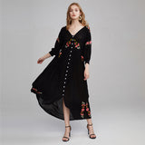 Beth Dutton Bohemian Summer Spring Midi Dress Embroidery Flowy
