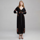 Beth Dutton Bohemian Summer Spring Midi Dress Embroidery Flowy