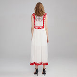Beth Dutton Bohemian Summer Spring Midi Dress Cross-Border Supply Wish European and American Foreign Trade EBay Bohemian Flower Embroidery Sleeveless Fringe Vest Long Skirt Fashion