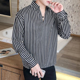 Men Shirts Long Sleeve Striped