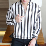 Men Shirts Long Sleeve Striped
