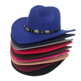 Black Cowboy Hat Denim Bowler Hat Autumn and Winter Woolen Felt Hat Men