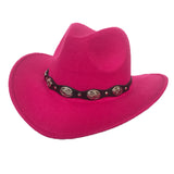Black Cowboy Hat Denim Bowler Hat Autumn and Winter Woolen Felt Hat Men