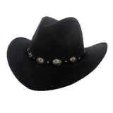 Black Cowboy Hat Denim Bowler Hat Autumn and Winter Woolen Felt Hat Men