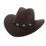 Black Cowboy Hat Denim Bowler Hat Autumn and Winter Woolen Felt Hat Men