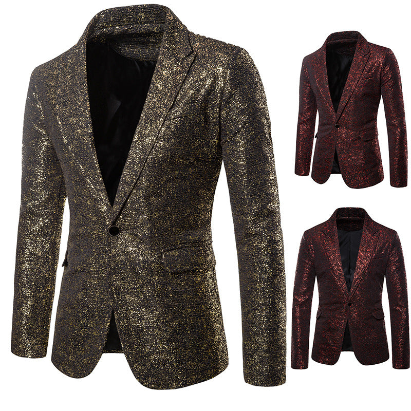 Men Prom Outfits Gilding Paint Spots Pleated