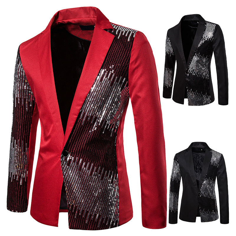 Men Prom Outfits Suit Two-Tone Sequined Performance Dress